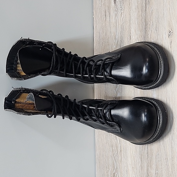 NEW VNTG Leather Military Maxitred Jump Tall Combat Lace-Up Boots Blk Sz 10 - Picture 6 of 16